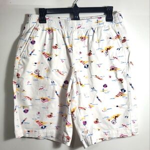 Lands' End white with beach scene bermuda shorts  women's 8  #2659